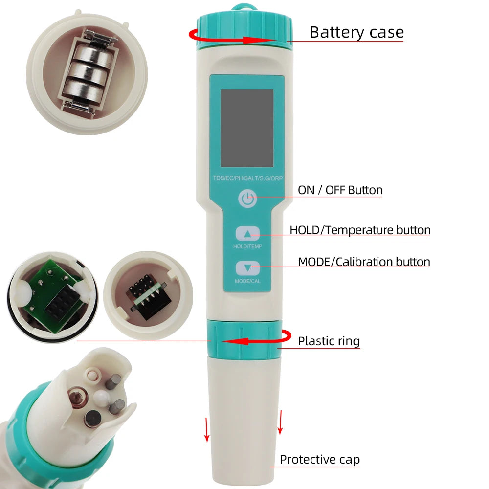 Bluetooth Digital 7 in 1 Water Quality Tester