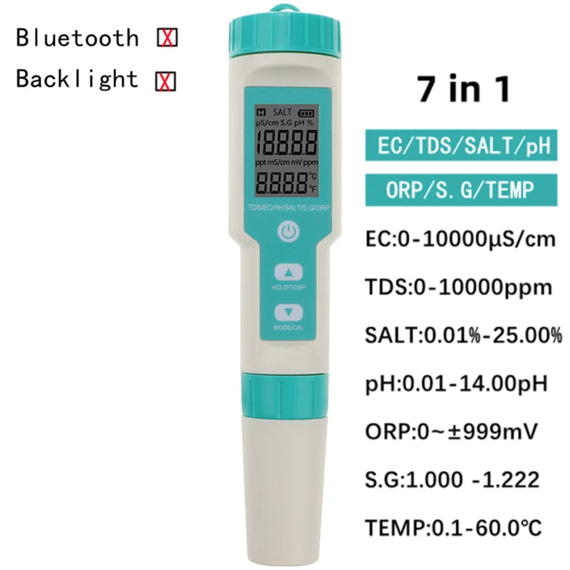 Bluetooth Digital 7 in 1 Water Quality Tester