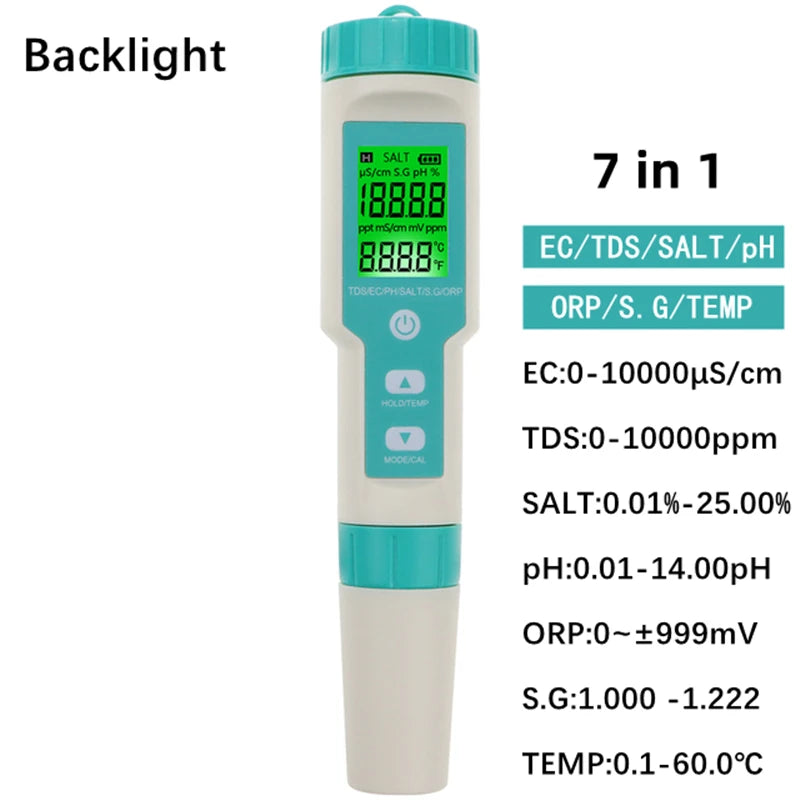 Bluetooth Digital 7 in 1 Water Quality Tester