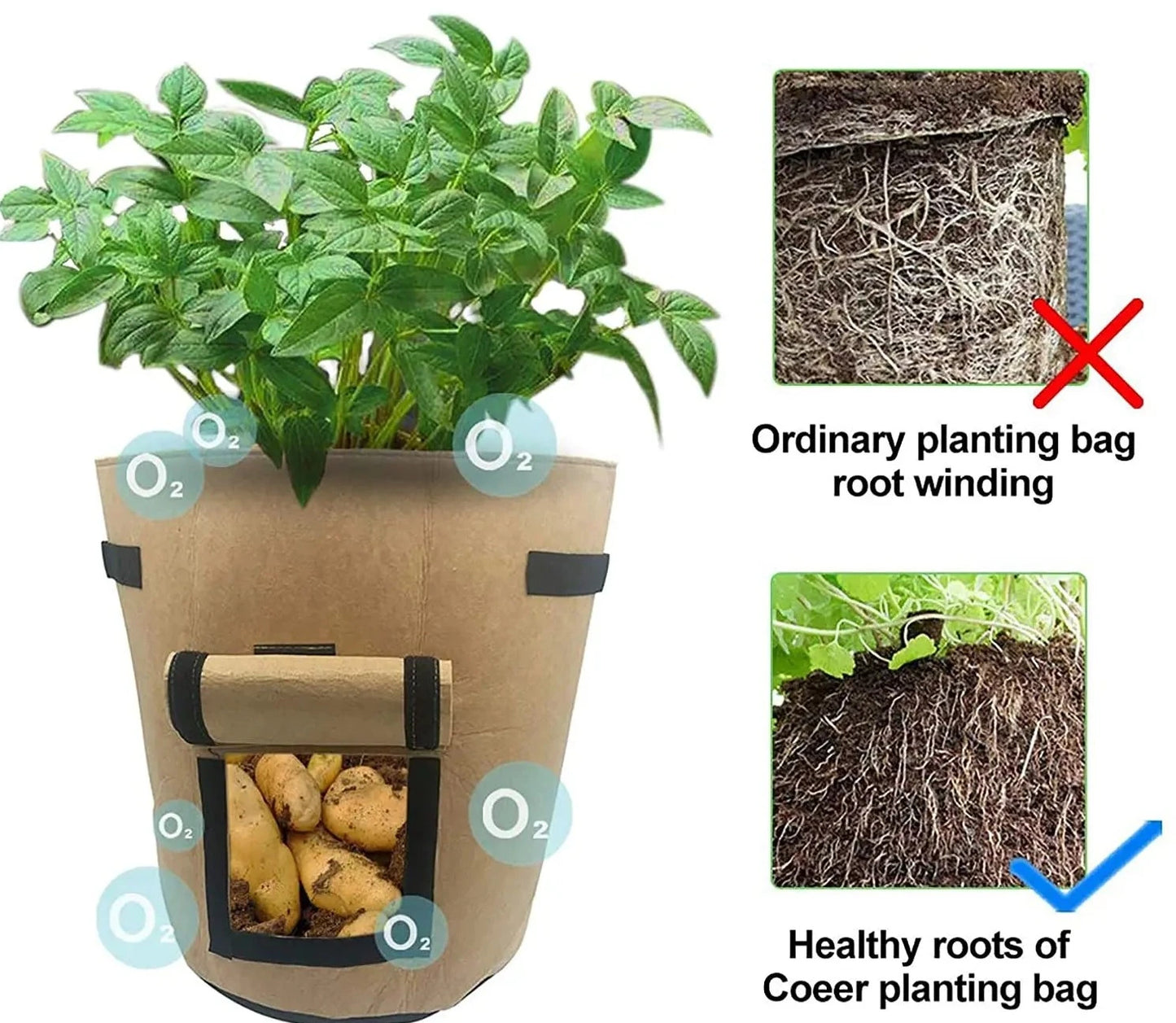 3 Size Felt plant grow bags