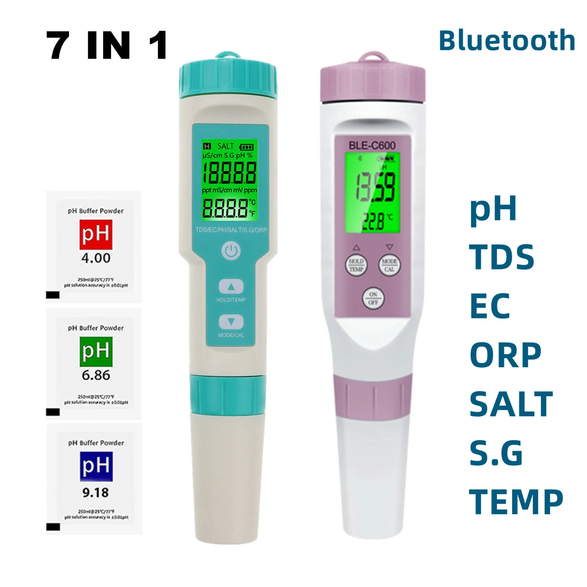 Bluetooth Digital 7 in 1 Water Quality Tester